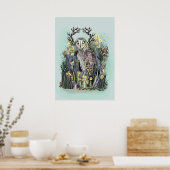 Yule Winter Solstice Barn Owl met looppas Poster (Keuken)