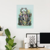 Yule Winter Solstice Barn Owl met looppas Poster (Thuiskantoor)
