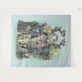 Yule Winter Solstice Barn Owl met looppas Wandkleed (Voorkant (horizontaal))