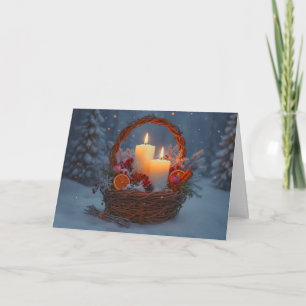 Yule Winter Solstice Basket gemaakt van wijnstokke Kaart