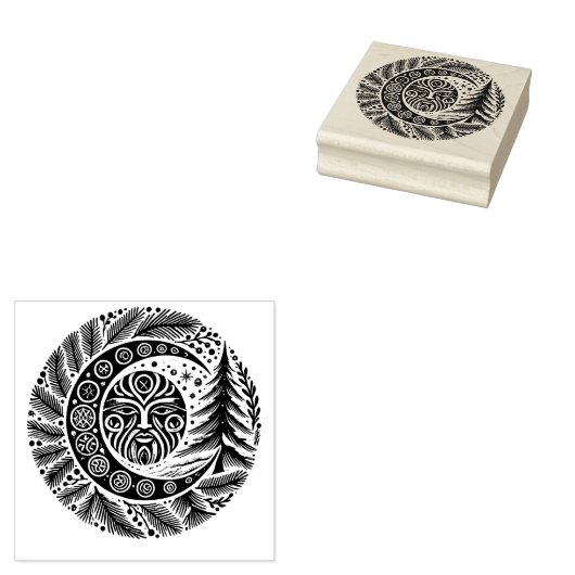 Yule Winter Solstice Greenman Rubberstempel (Gestempeld)