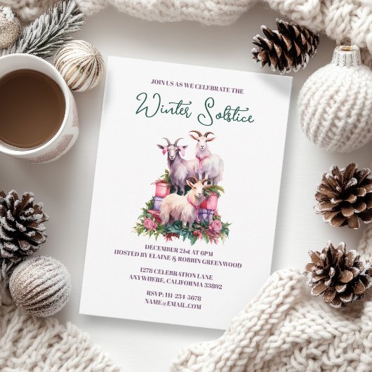 Yule Winter Solstice Holiday Goats Pagan Wicca Kaart