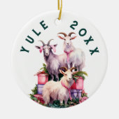 Yule Winter Solstice Holiday Goats Pagan Wicca Keramisch Ornament (Voorkant)