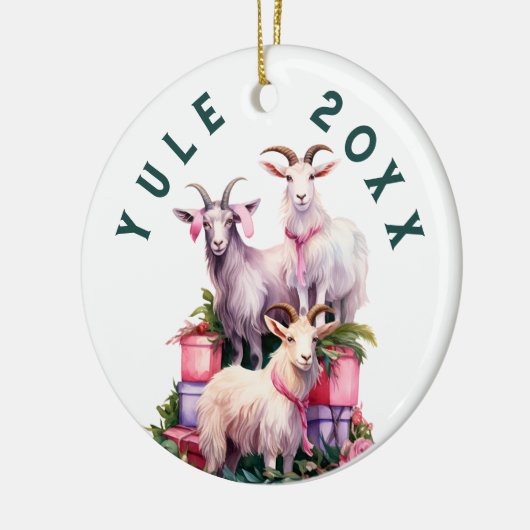 Yule Winter Solstice Holiday Goats Pagan Wicca Keramisch Ornament (Links)