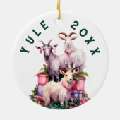 Yule Winter Solstice Holiday Goats Pagan Wicca Keramisch Ornament (Achterkant)