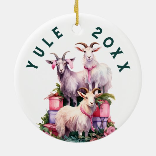 Yule Winter Solstice Holiday Goats Pagan Wicca Keramisch Ornament (Achterkant)