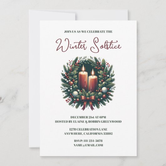 Yule Winter Solstice Holly & Greenery Wicca Kaart (Voorkant)