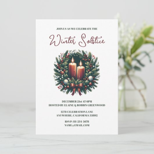 Yule Winter Solstice Holly & Greenery Wicca Kaart (Staand voorkant)