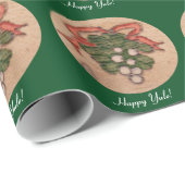 Yule Winter Solstice Mistletoe Retro Cadeaupapier (Rol Hoek)
