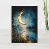 Yule & Winter Solstice Moonlight Water Reflection Feestdagen Kaart (Voorkant)