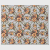 Yule Winter Solstice Natuurlijke Pine & Sinaasappe Cadeaupapier (Vlak)