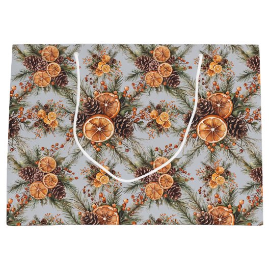Yule Winter Solstice Natuurlijke Pine & Sinaasappe Groot Cadeauzakje (Voorkant)