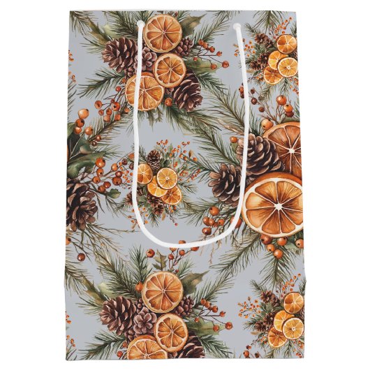 Yule Winter Solstice Natuurlijke Pine & Sinaasappe Medium Cadeauzakje (Achterkant)