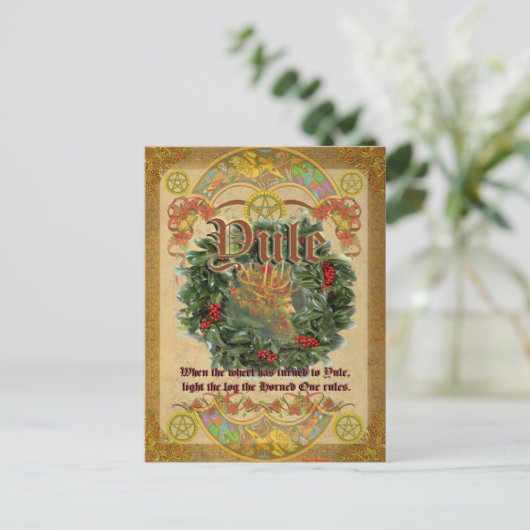 Yule Winter Solstice Pagan Fantasy Art Briefkaart (Staand voorkant)