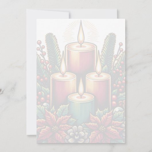 Yule Winter Solstice Poinsettia & Greenery Wicca Kaart (Achterkant)