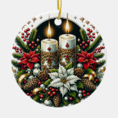 Yule Winter Solstice Poinsettia & Greenery Wicca Keramisch Ornament (Voorkant)