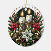 Yule Winter Solstice Poinsettia & Greenery Wicca Keramisch Ornament (Links)
