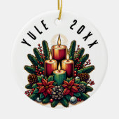 Yule Winter Solstice Poinsettia & Greenery Wicca Keramisch Ornament (Voorkant)