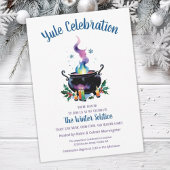 Yule Winter Solstice Witch Cauldron Holly Snow Kaart