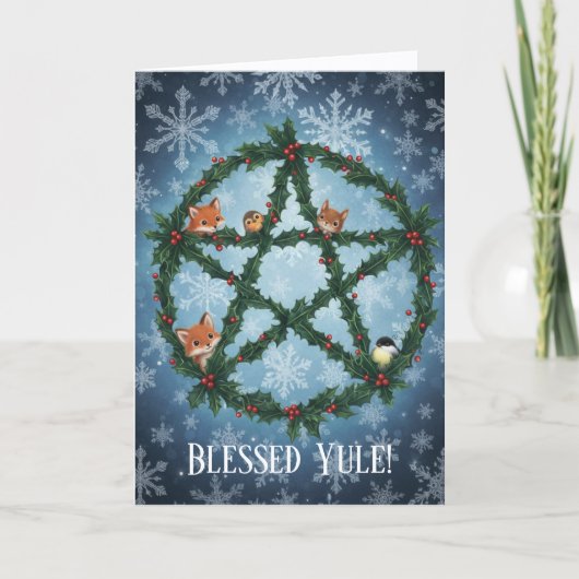 Yule Wreath Card Feestdagen Kaart (Voorkant)