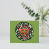 Yule Wreath Pentacle Pagan Pentagram Holiday Briefkaart (Staand voorkant)