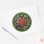 Yule Wreath Pentacle Pagan Pentagram Holiday Ronde Sticker (Envelop)