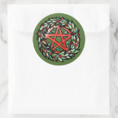Yule Wreath Pentacle Pagan Pentagram Holiday Ronde Sticker (Tas)