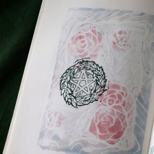 Yule Wreath Pentacle Pagan Pentagram Holiday Rubberstempel