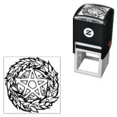 Yule Wreath Pentacle Pagan Pentagram Holiday Zelfinktende Stempel (In situ)