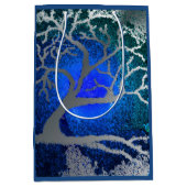 Yule zilveren boom cadeau tassen medium cadeauzakje (Voorkant)