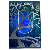 Yule zilveren boom cadeau tassen medium cadeauzakje (Achterkant)