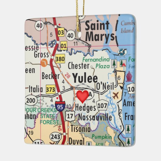 Yulee Florida Map Keramisch Ornament (Links)
