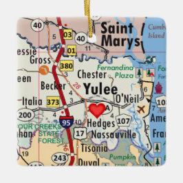 Yulee Florida Map Keramisch Ornament