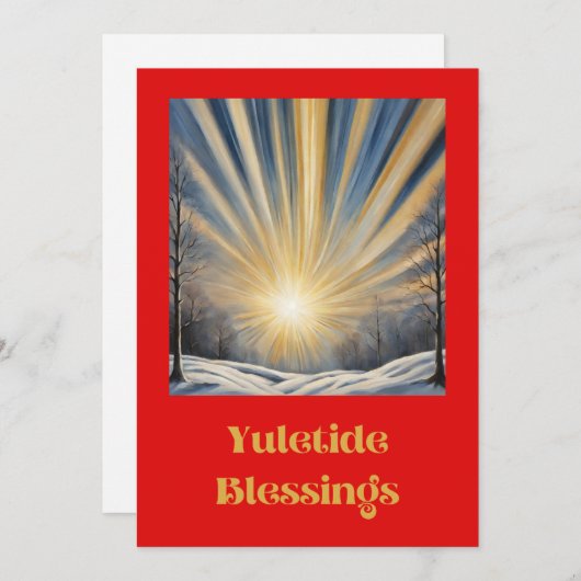 Yuletide Blessings Blank Flat Vakantie Kaart (Voorkant / Achterkant)