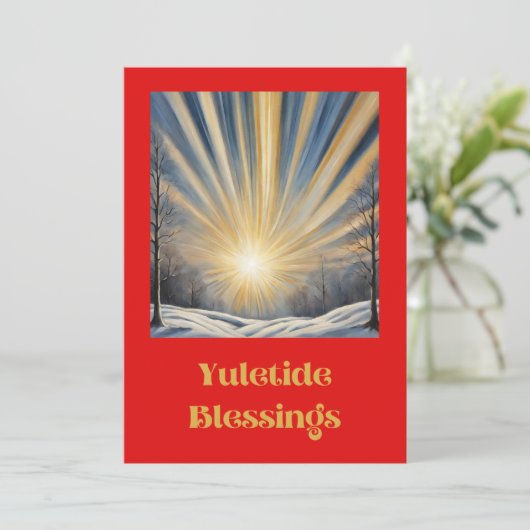 Yuletide Blessings Blank Flat Vakantie Kaart (Staand voorkant)