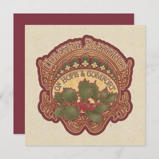 Yuletide Blessings Holiday Kaart Square of Round (Voorkant / Achterkant)