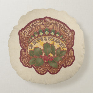 Yuletide Blessings  look Round Pillow Rond Kussen