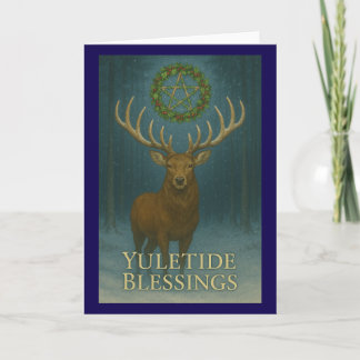 Yuletide Blessings Stag Christmas Greetings Card Kaart