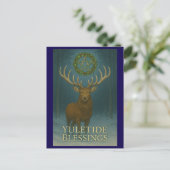 Yuletide Blessings Stag Holiday Postcard Feestdagenkaart (Staand voorkant)