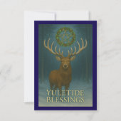 Yuletide Blessings Stag Invitation Card RSVP Kaartje (Voorkant)