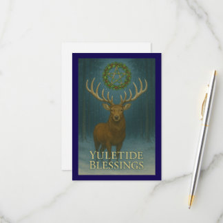Yuletide Blessings Stag Invitation Card RSVP Kaartje