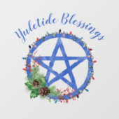 Yuletide Blessings Wiccan Holiday Lights Pentacle Raamsticker (Vel)
