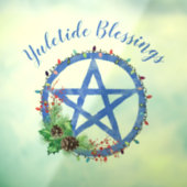 Yuletide Blessings Wiccan Holiday Lights Pentacle Raamsticker (Vel 3)