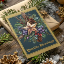 Yuletide Blessings Winter Solstice Holiday Kaart