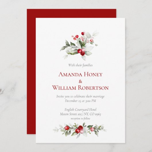 Yuletide Bliss: Kaart van het kersthuwelijk (Voorkant / Achterkant)