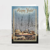 Yuletide Burning Log(: Feestdagen Kaart (Voorkant)