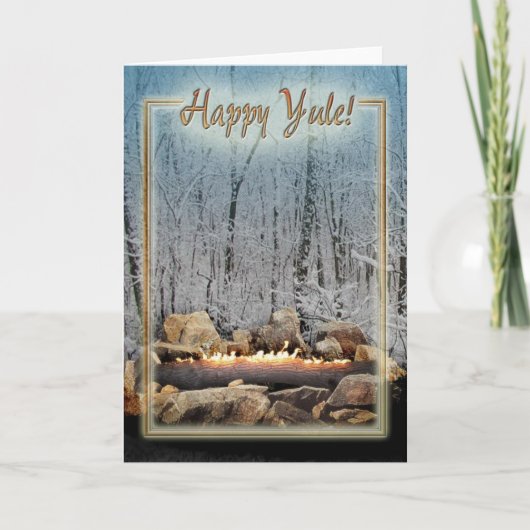 Yuletide Burning Log(: Feestdagen Kaart (Voorkant)