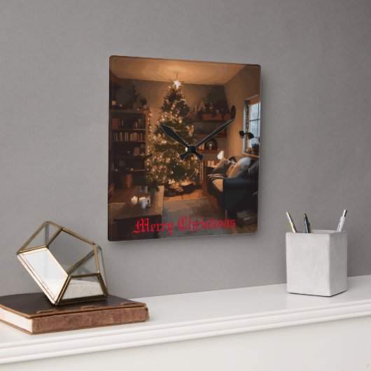 Yuletide Charm Vierkante Klok (Kantoor)