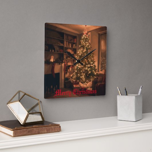 Yuletide Charm Vierkante Klok (Kantoor)