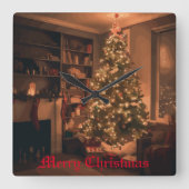 Yuletide Charm Vierkante Klok (Voorkant)